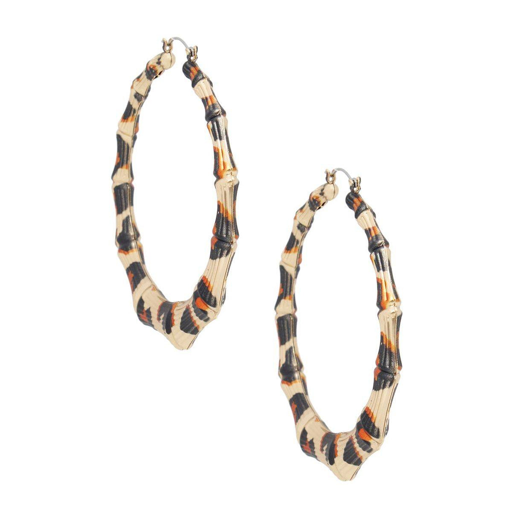 Animal Print Hoop Earrings in Gold Tone