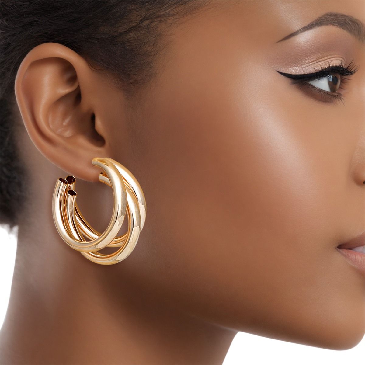 Gold Tube Stack Hoop Earrings | Lightweight Fashion Jewelry