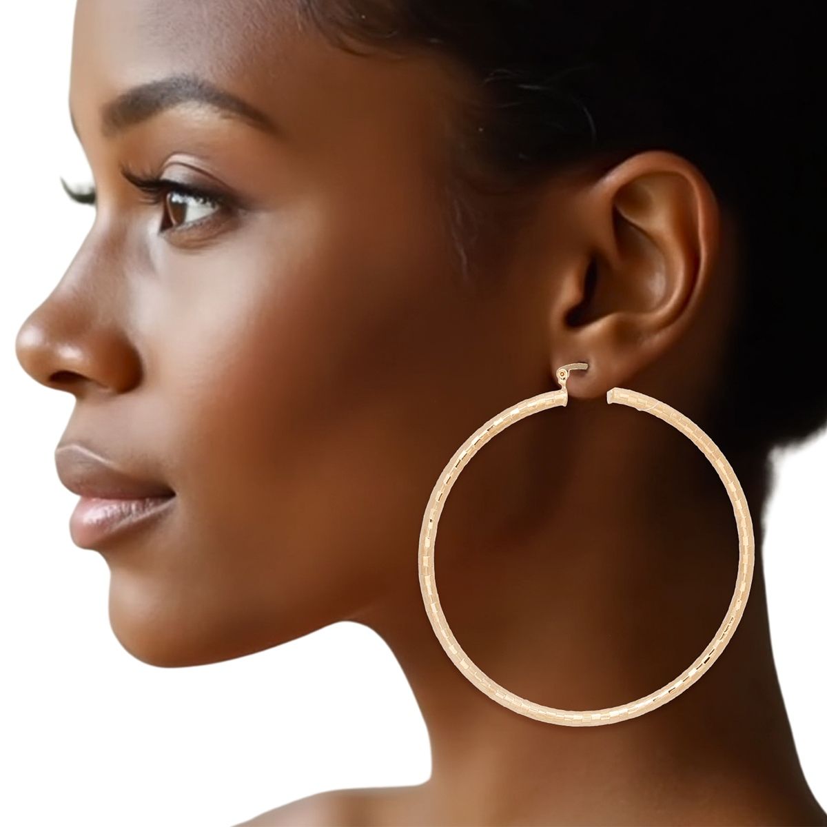 Lightweight Texture Gold Hoop Earrings