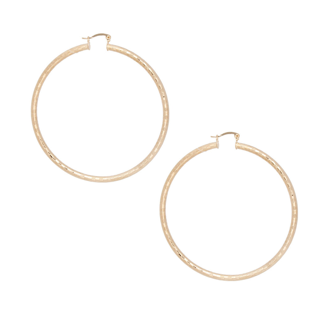 Lightweight Texture Gold Hoop Earrings