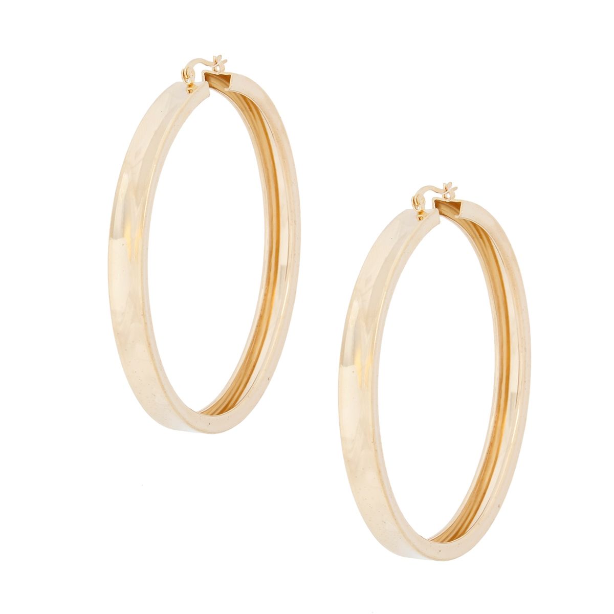 Sleek Gold Hoop Earrings Wide Flat Metal Fashion Hoops