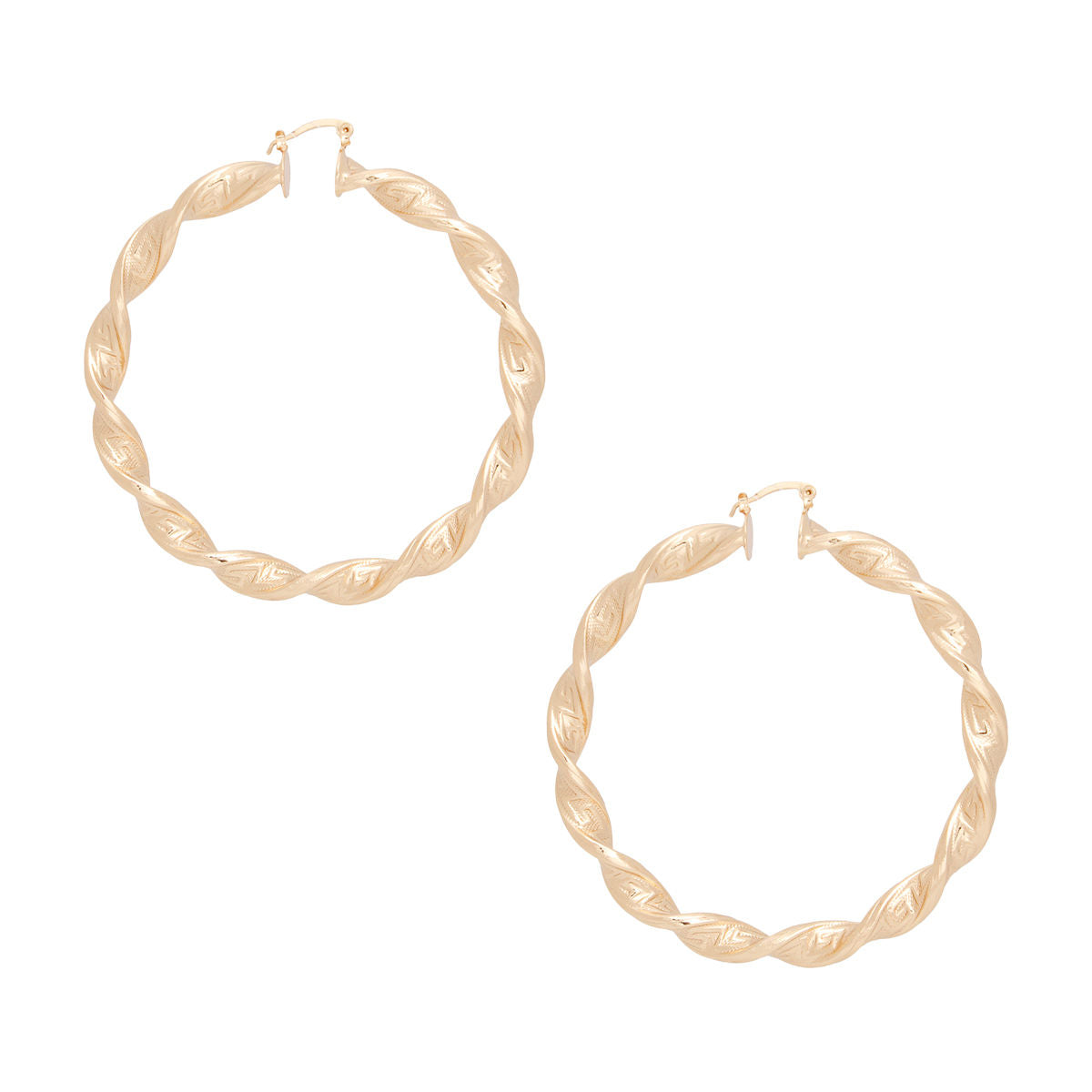 Gold Acrylic Swirl Hoops Women’s Secure Greek Pattern Modern