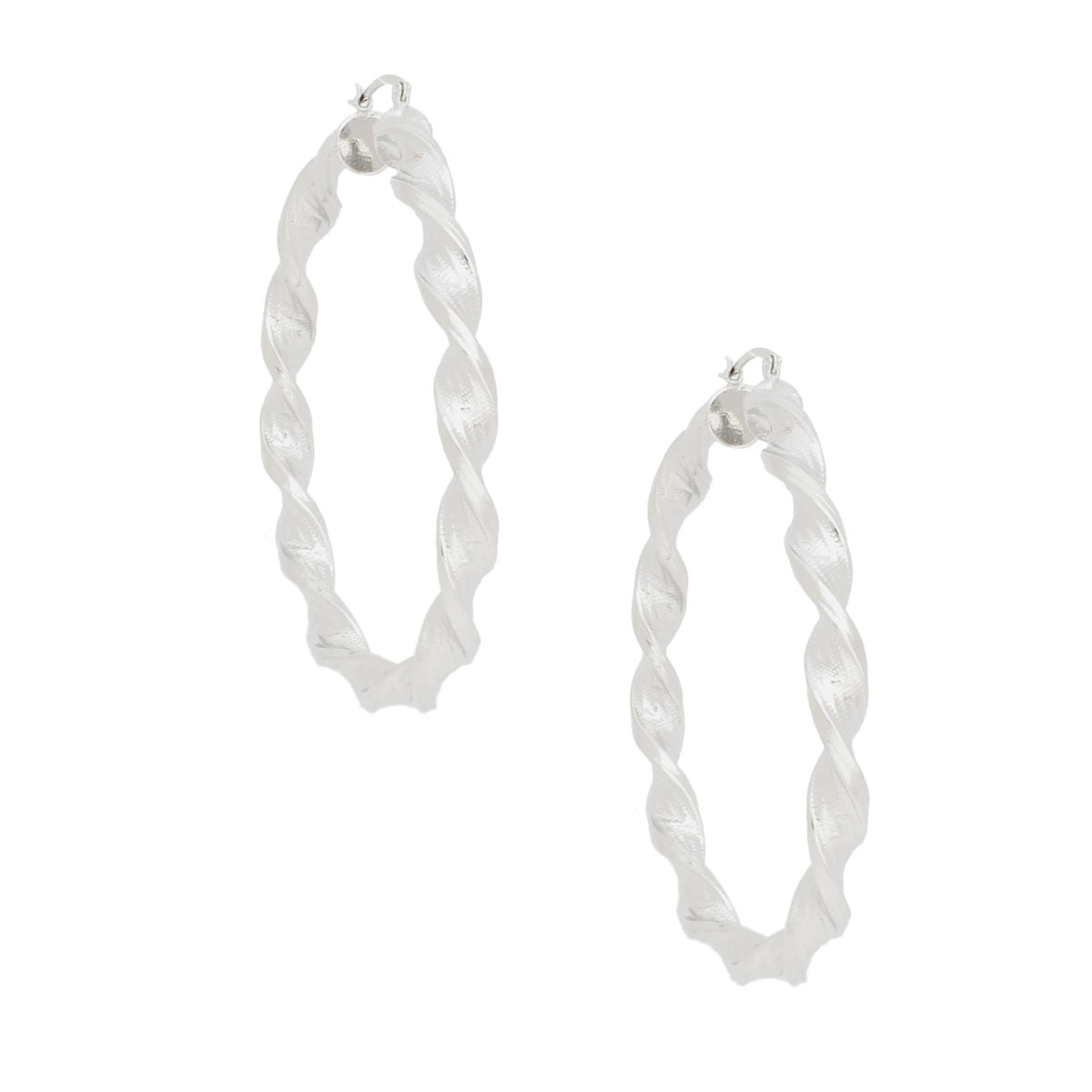 Silver Acrylic Swirl Hoops Women’s Secure Greek Pattern Modern