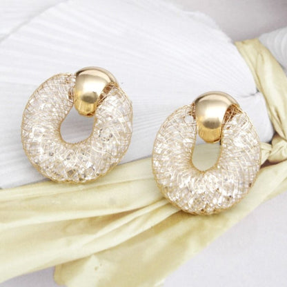 Gold Tone Rhinestone Stud Earrings - Elegant Everyday Wear Pinktown