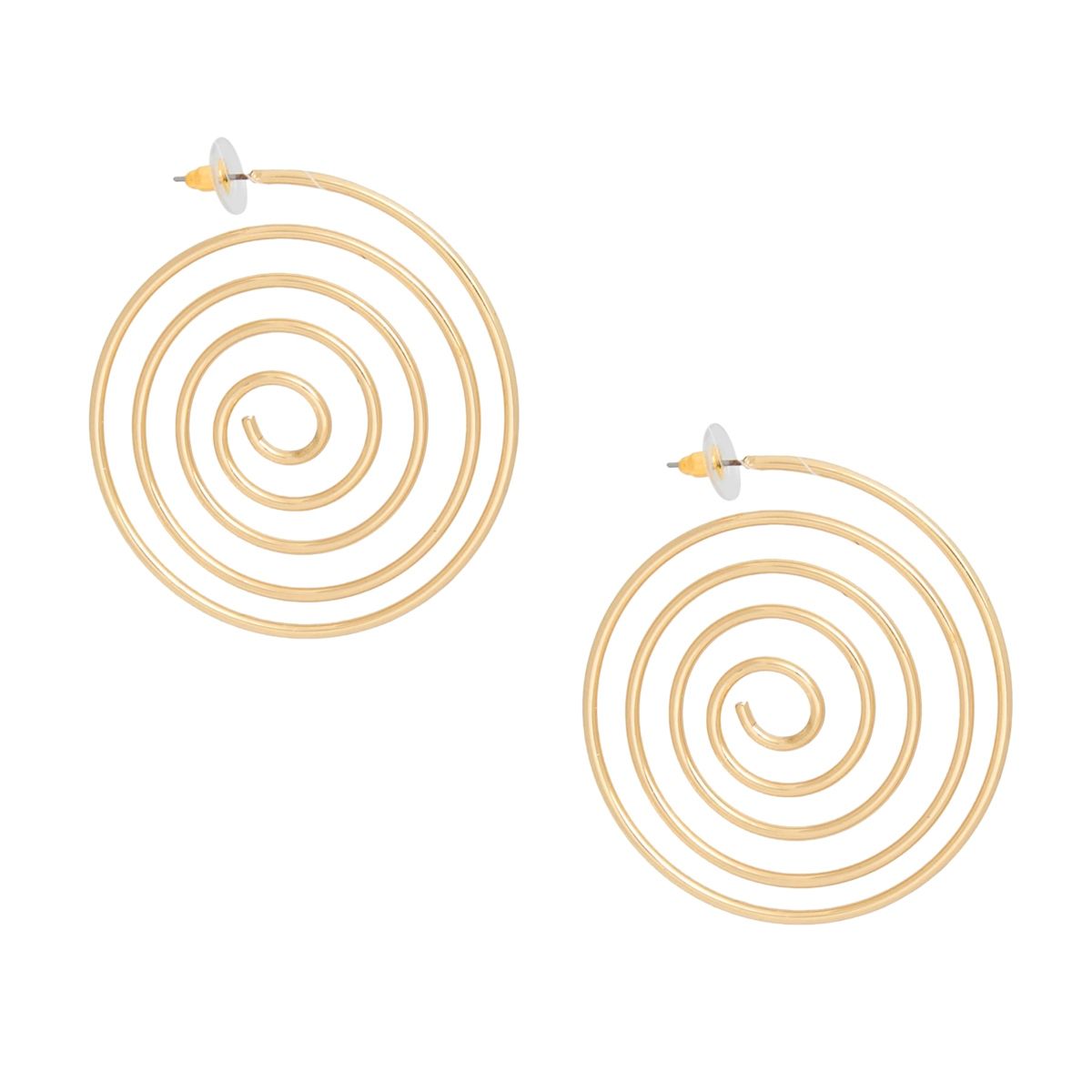 Gold Spiral Hoop Earrings - Modern Design Fashion Jewelry Pinktown