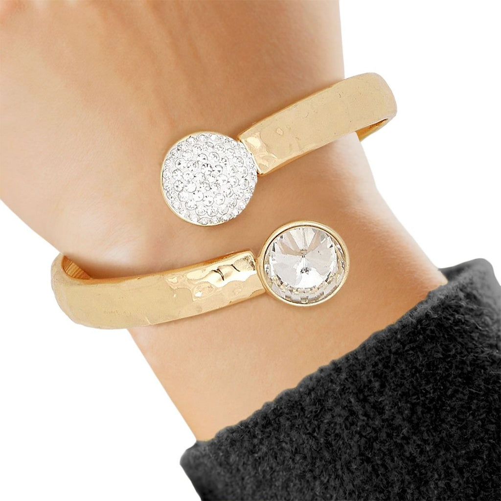 Hammered Gold Cuff Bracelet Spring Closure | Fashion Jewelry