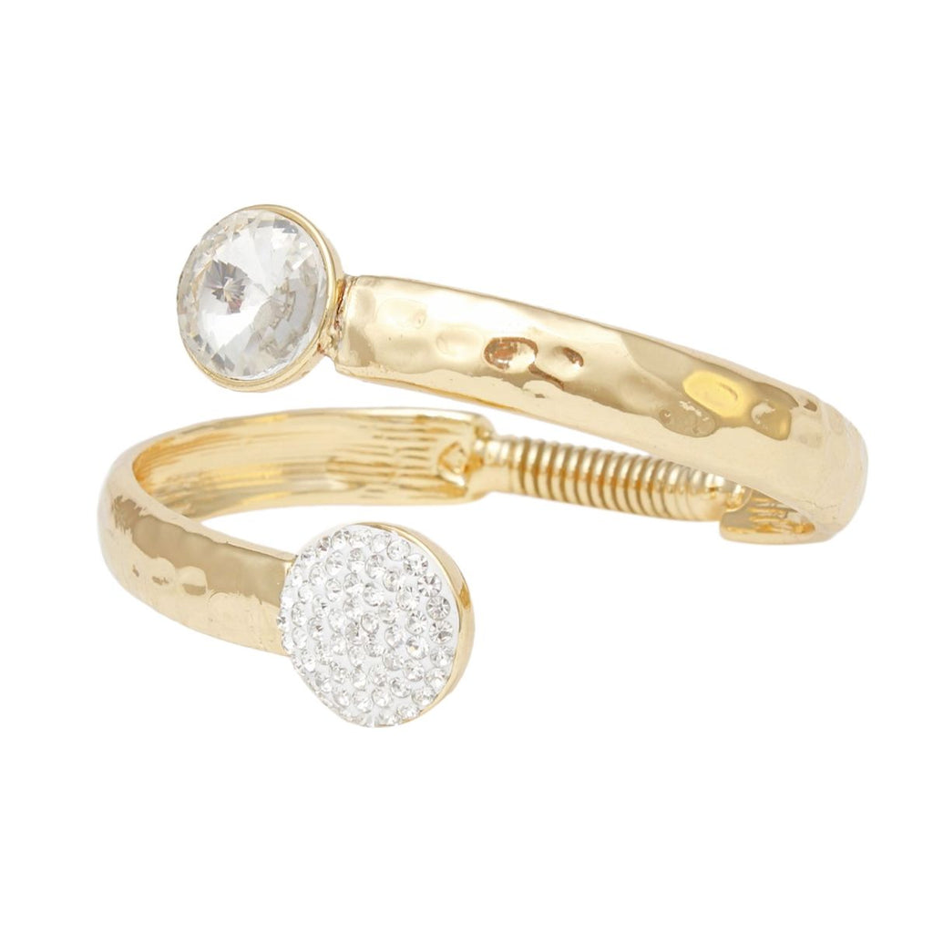 Hammered Gold Cuff Bracelet Spring Closure | Fashion Jewelry