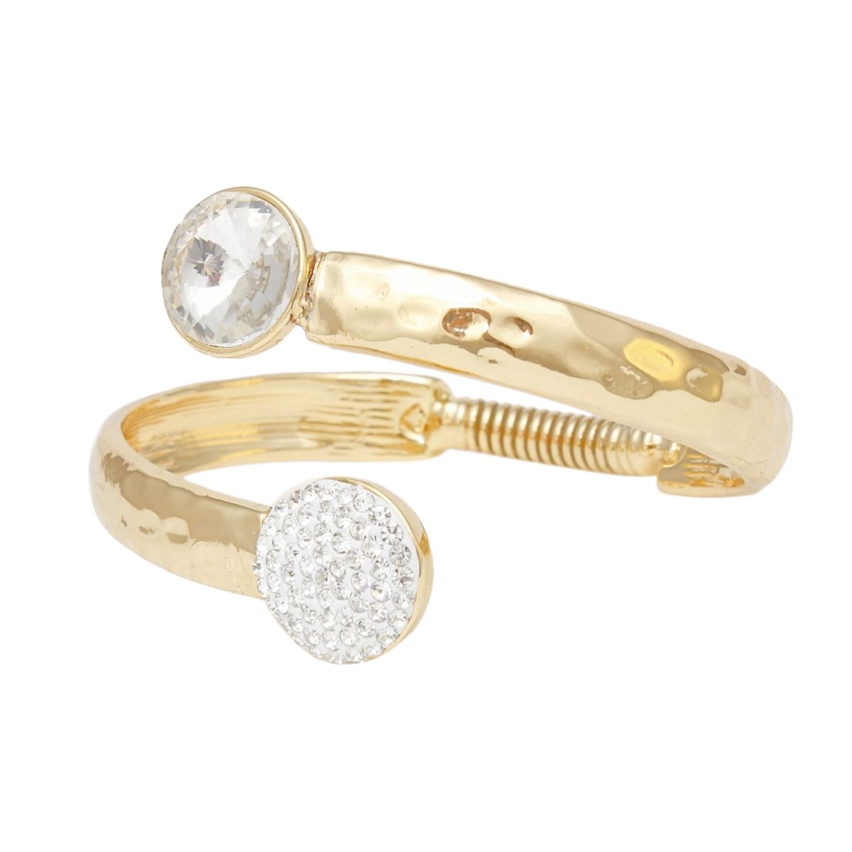 Hammered Gold Cuff Bracelet Spring Closure | Fashion Jewelry