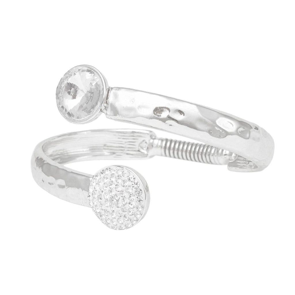 Hammered Silver Cuff Bracelet Spring Closure | Fashion Jewelry