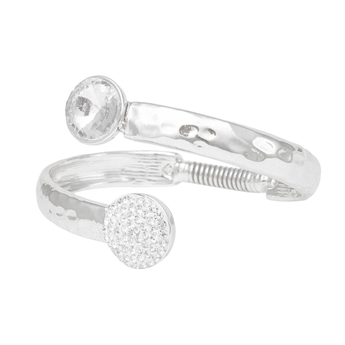 Hammered Silver Cuff Bracelet Spring Closure | Fashion Jewelry