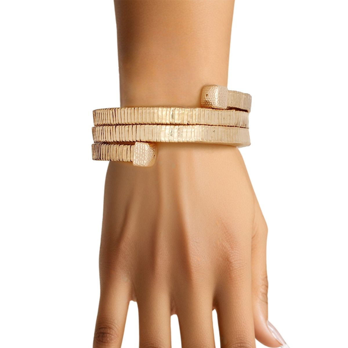 Gold Tubogas Bracelet, Flexible Coil Bangle, Women’s Gold Fashion Jewelry
