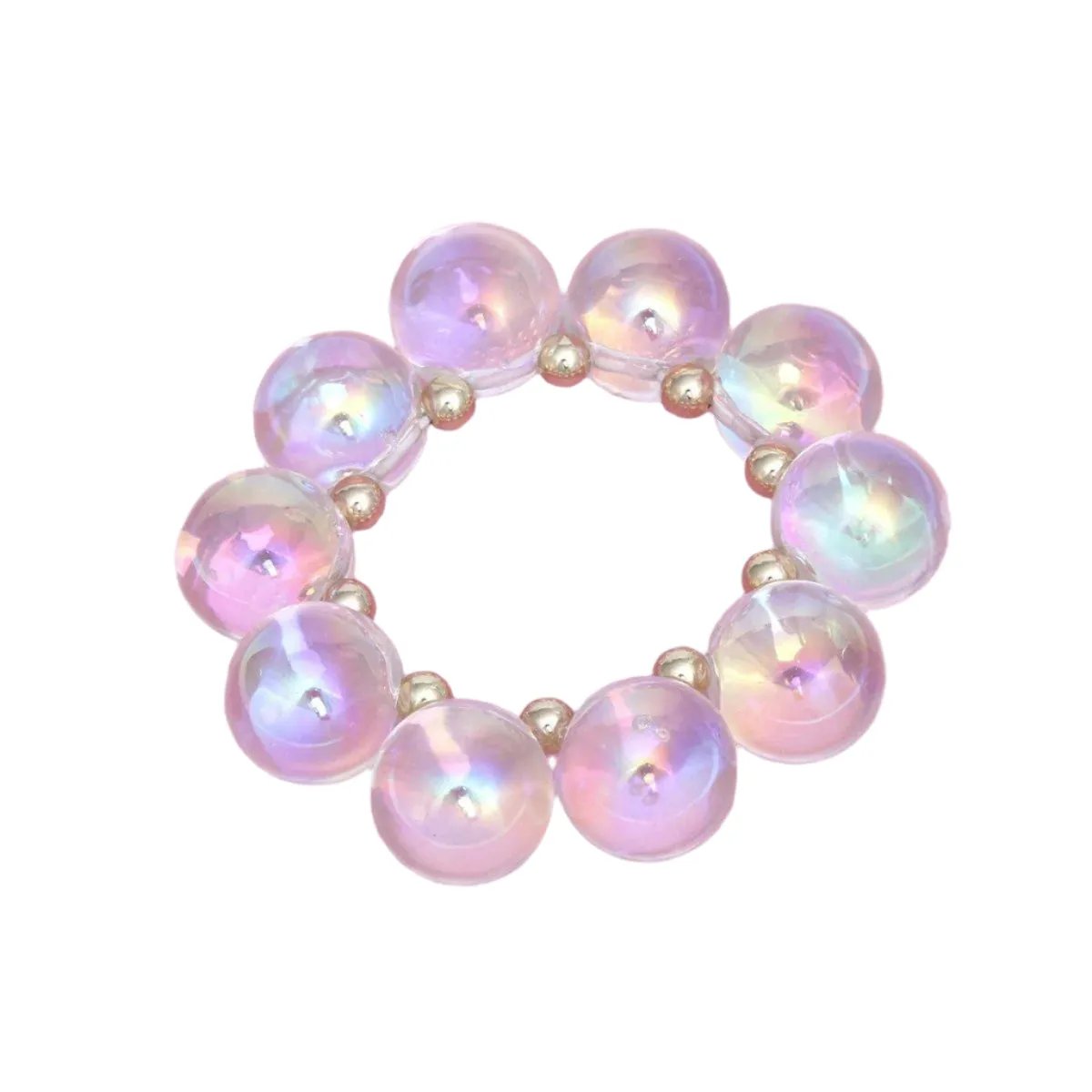 Clear Iridescent Bubble Ball Bracelet Gold Detail | Fashion Jewelry
