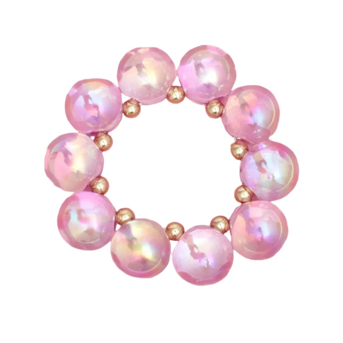 Purple Iridescent Bubble Ball Bracelet Gold Detail | Fashion Jewelry