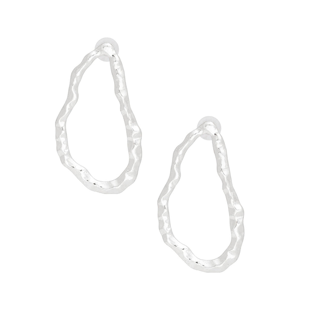 Hammered Silver Stud Earrings Irregular Shape Handcrafted Look | Fashion Jewelry