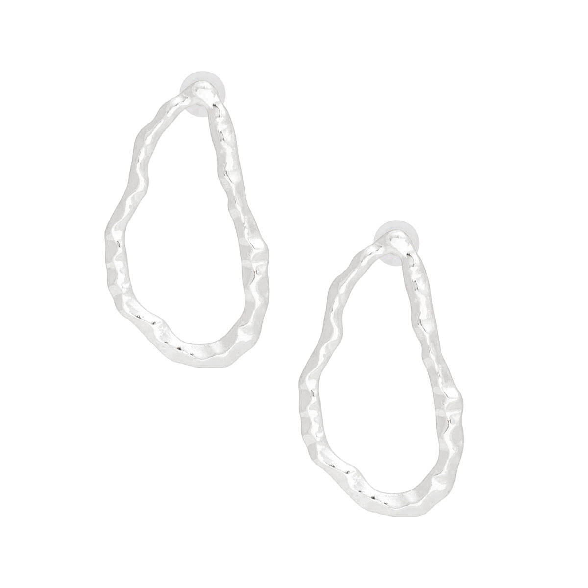 Hammered Silver Stud Earrings Irregular Shape Handcrafted Look | Fashion Jewelry