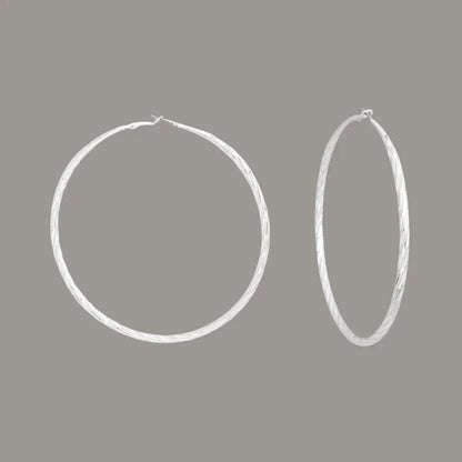 Angled Cut Silver Hoops - Fashion Jewelry