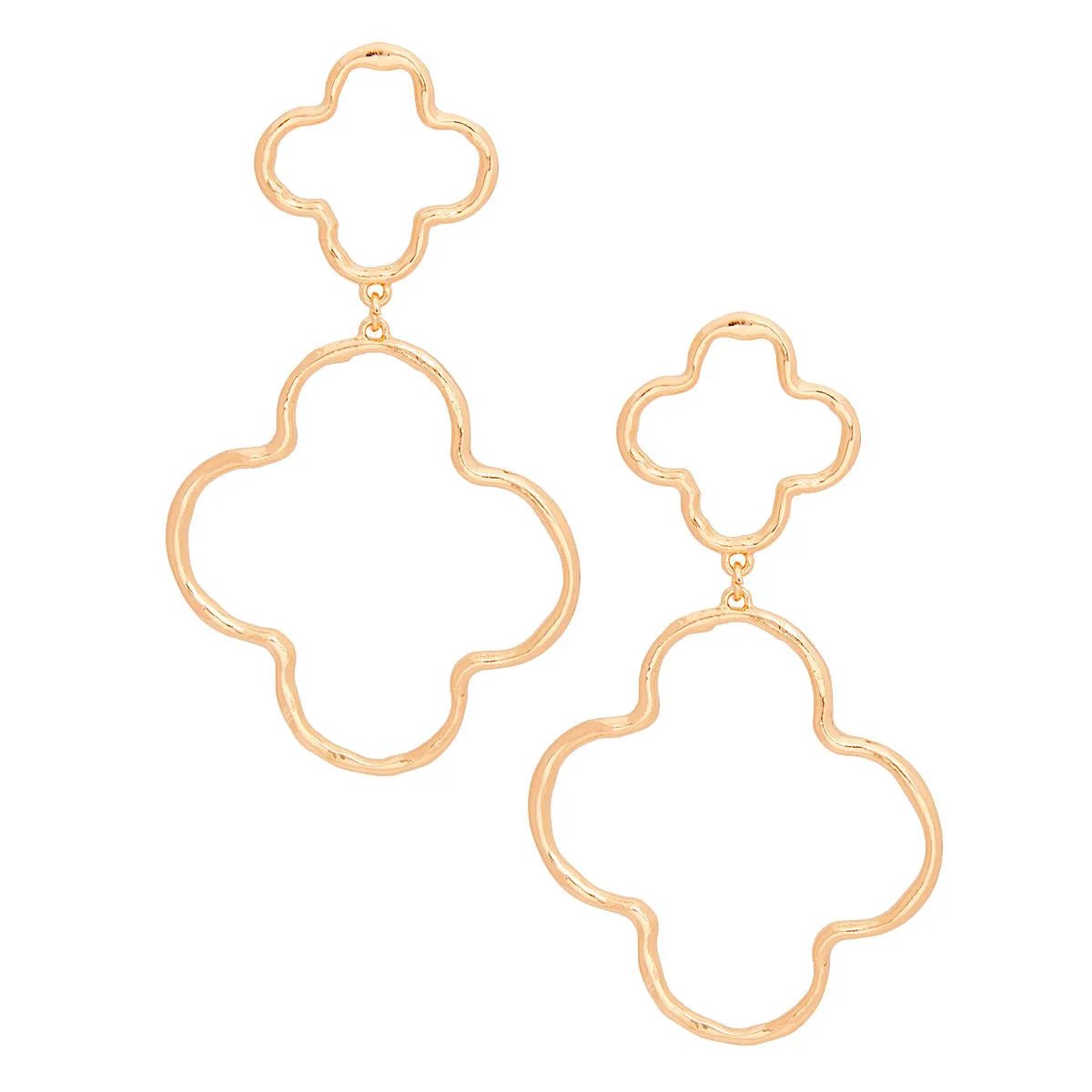 Quatrefoil Clover Dangle Earrings – Gold Statement Drop Fashion Jewelry