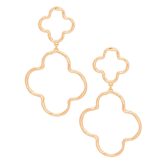 Quatrefoil Clover Dangle Earrings – Gold Statement Drop Fashion Jewelry Pinktown