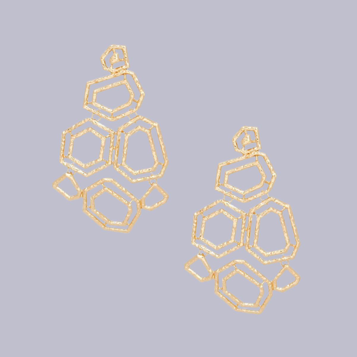 Enlivened Gold Tone Dangle Geometric Structured Statement Earrings Pinktown