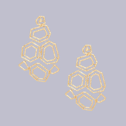 Enlivened Gold Tone Dangle Geometric Structured Statement Earrings Pinktown