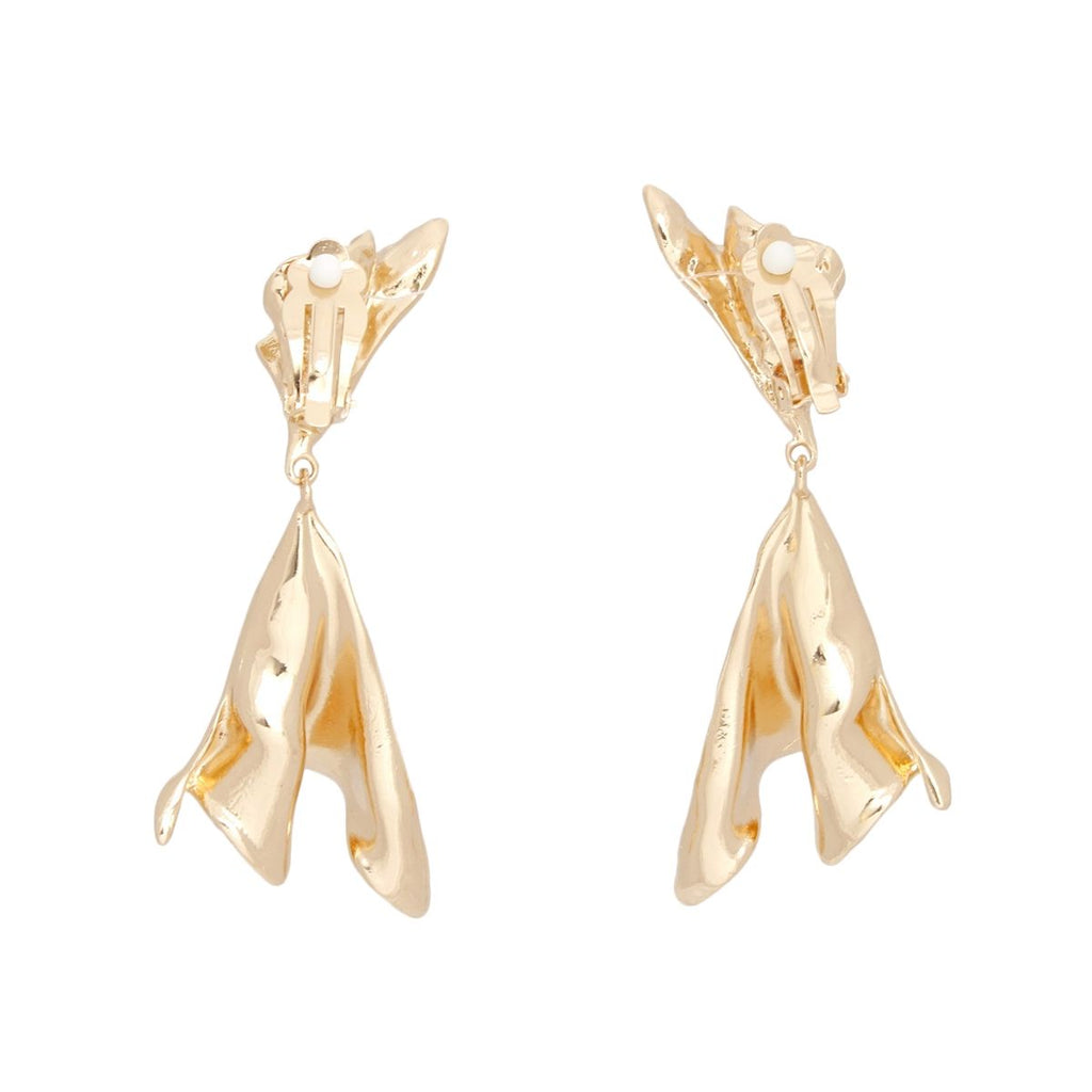 Gold Clip On Earrings Dramatic Folded Metal Statement | Fashion Jewelry