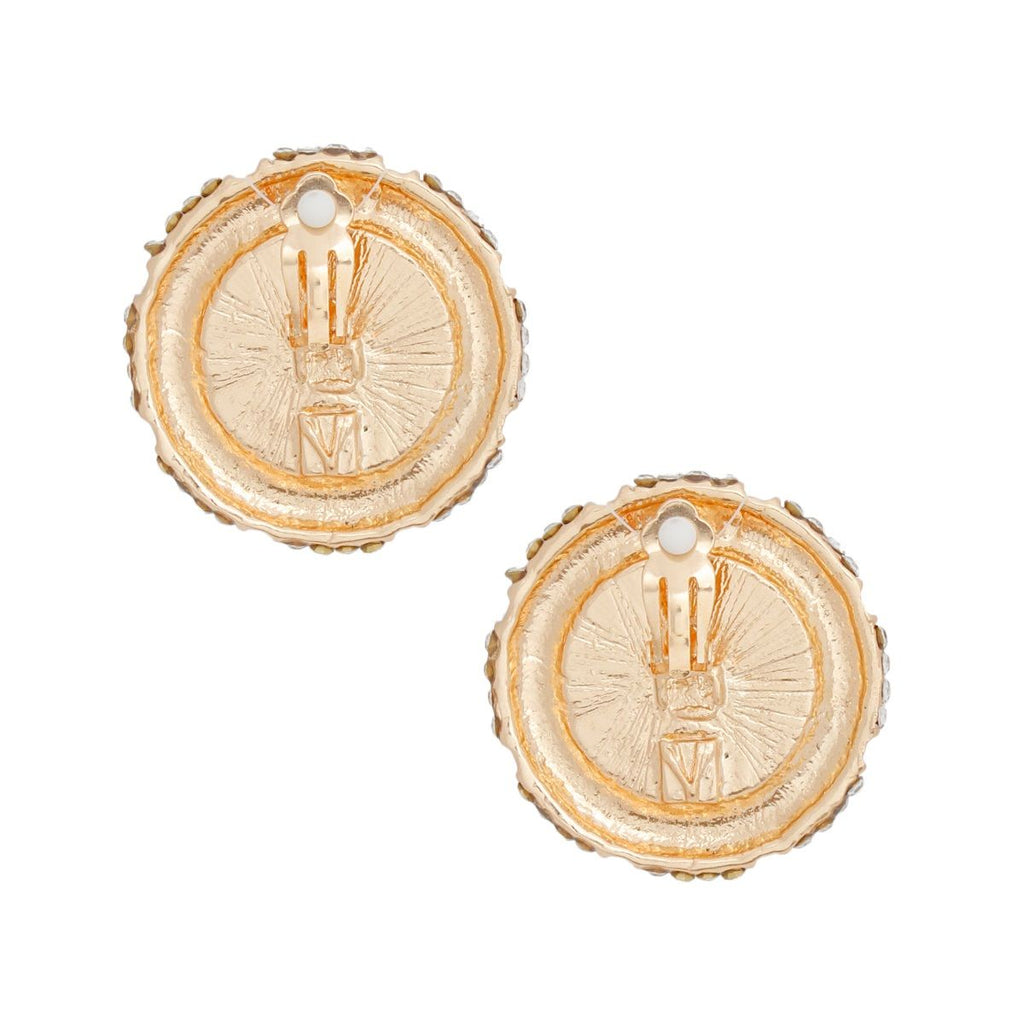 Cream Pearl Earrings with Rhinestone Gold Studs | Fashion Jewelry
