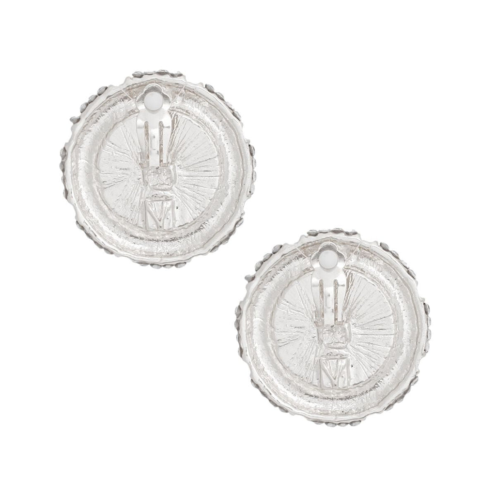 White Pearl Earrings with Rhinestone Silver Studs | Fashion Jewelry