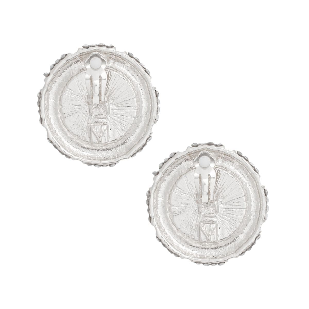 White Pearl Earrings with Rhinestone Silver Studs | Fashion Jewelry