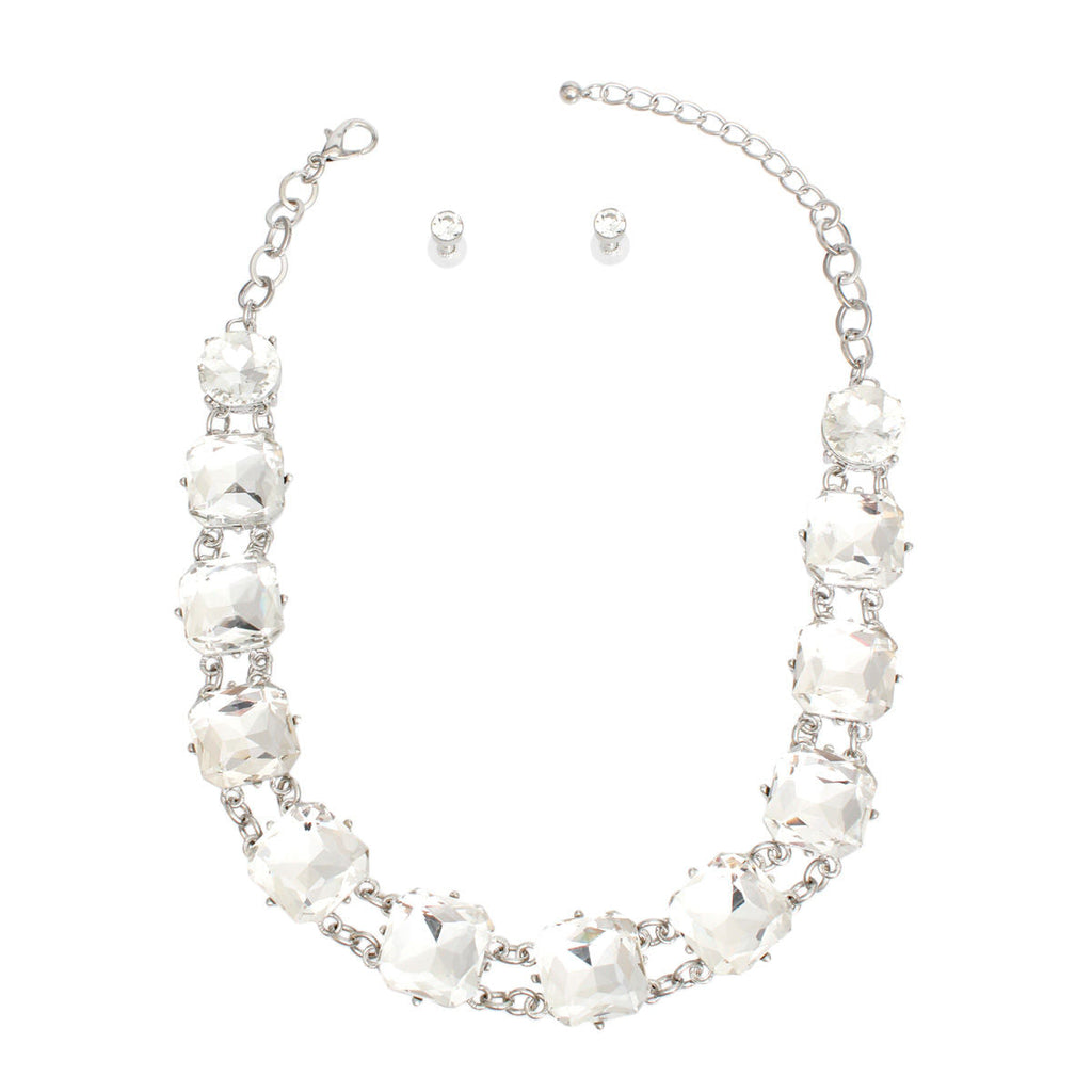Clear Crystal Necklace Set Chunky Gold Collar Statement | Fashion Jewelry