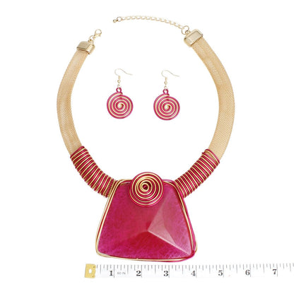 Bold Fuchsia Pendant Necklace Set – Eye-Catching Design Pinktown