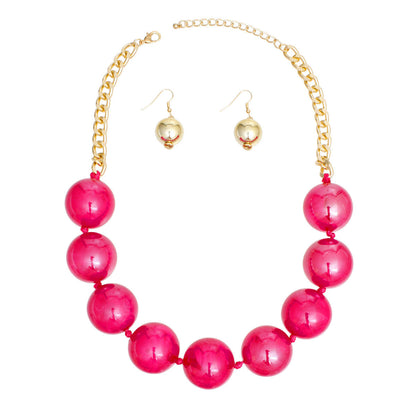 Women's Bubble Jewelry: Joyful Fuchsia Beaded Necklace Set