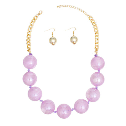 Women's Bubble Jewelry: Joyful Purple Beaded Necklace Set