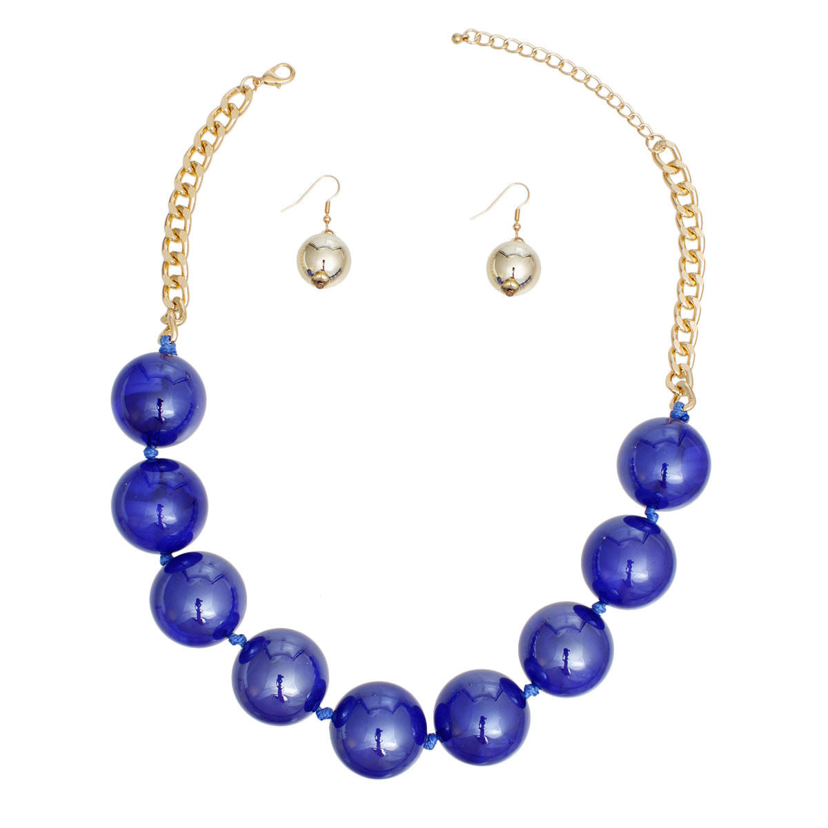 Women's Bubble Jewelry: Joyful Royal Blue Beaded Necklace Set