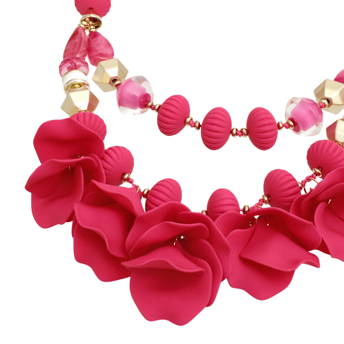 Elegant Women's Fuchsia Beaded Necklace Set