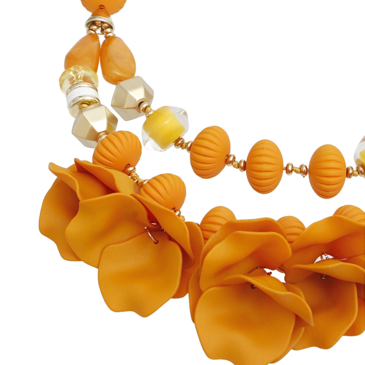 Elegant Women's Mustard Beaded Necklace Set