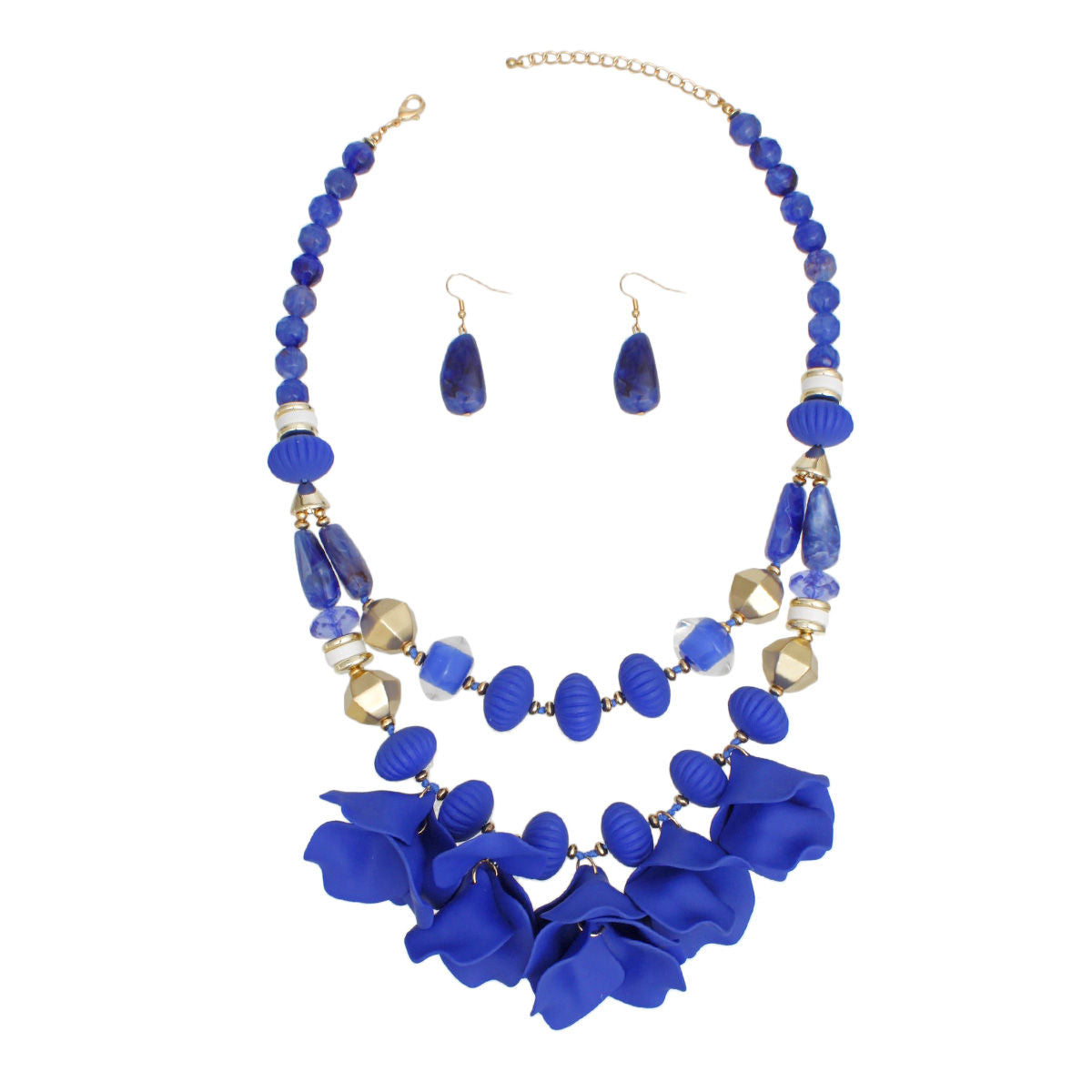 Elegant Women's Royal Blue Beaded Necklace Set