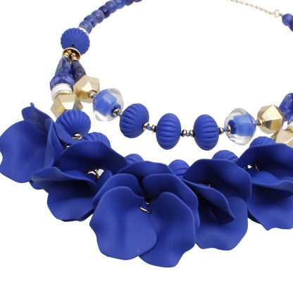 Elegant Women's Royal Blue Beaded Necklace Set