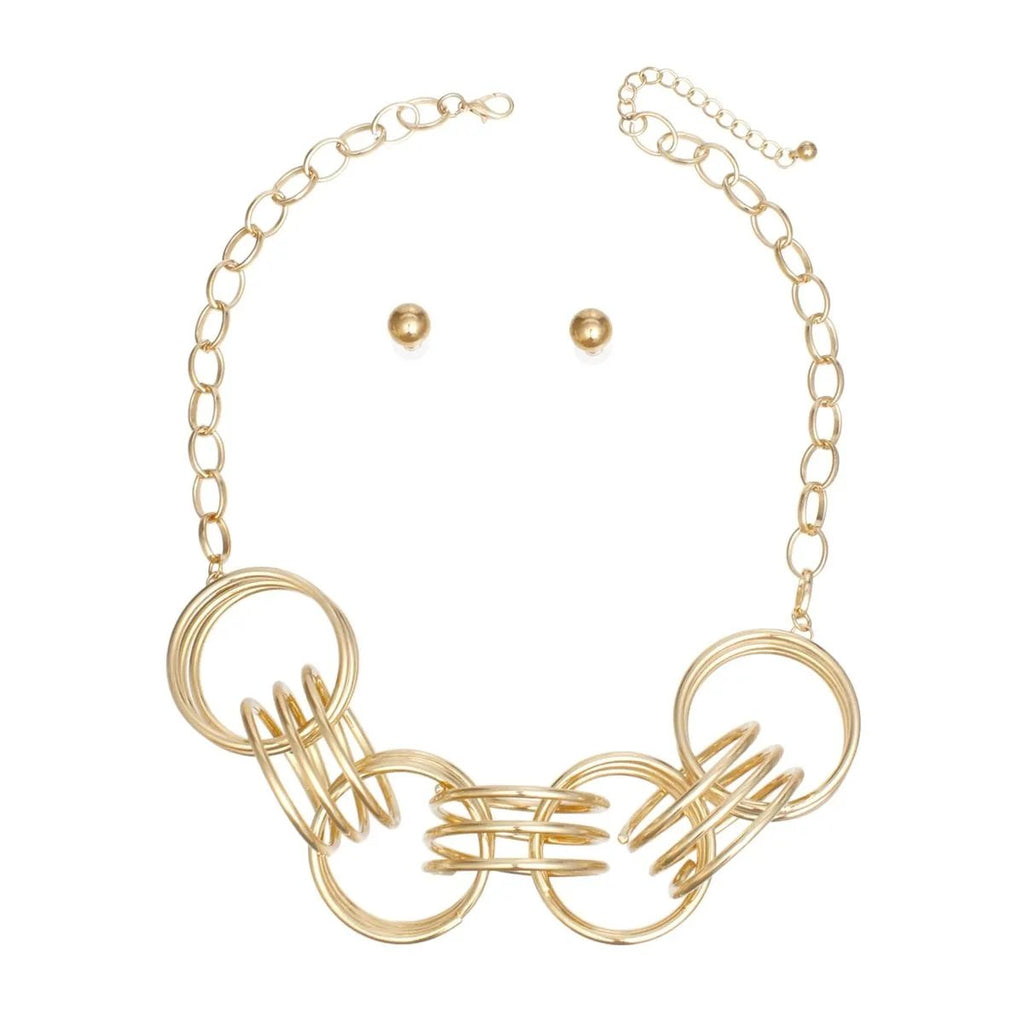 Oval Gold Tone Link Necklace - Bold, Striking Design