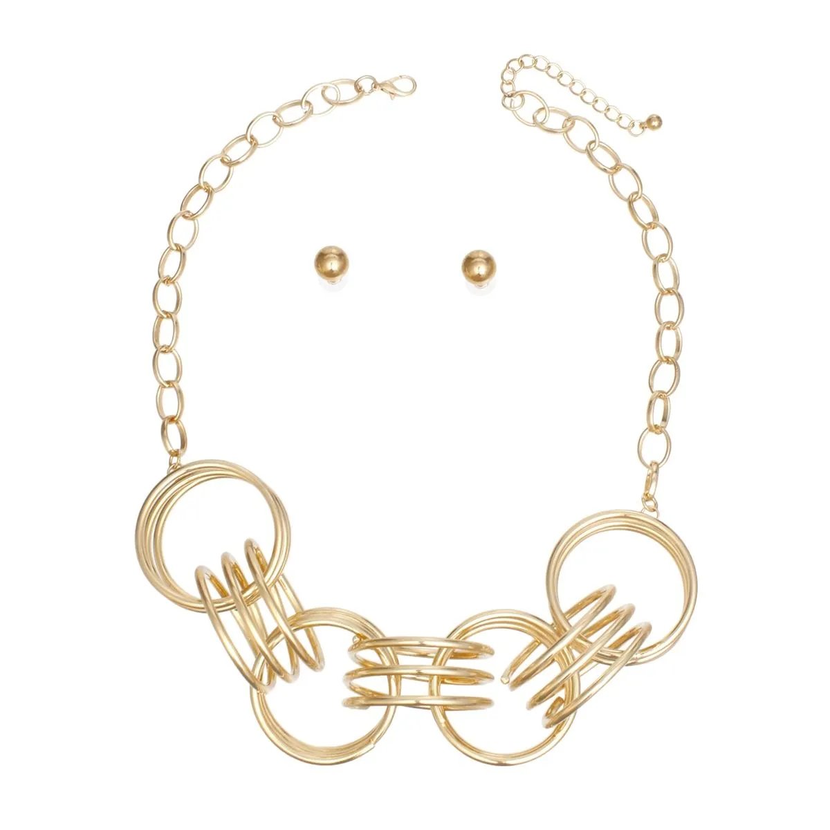 Oval Gold Tone Link Necklace - Bold, Striking Design