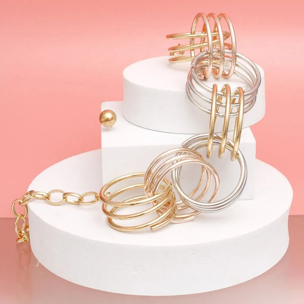 Oval Mixed Tone Link Necklace - Bold, Striking Design
