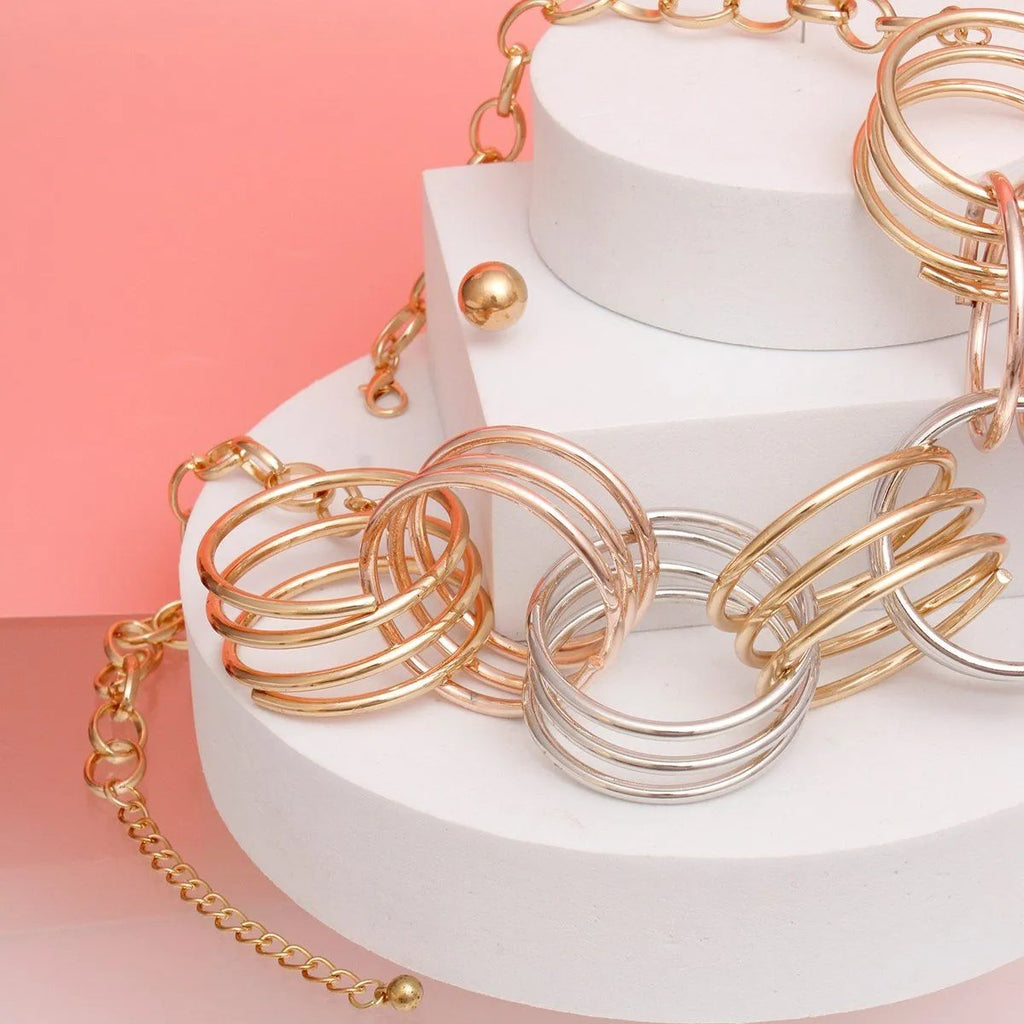 Oval Mixed Tone Link Necklace - Bold, Striking Design