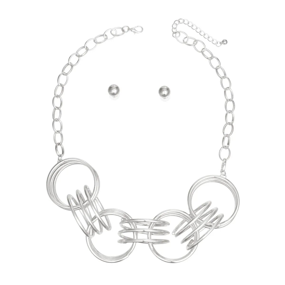 Oval Silver Tone Link Necklace - Bold, Striking Design