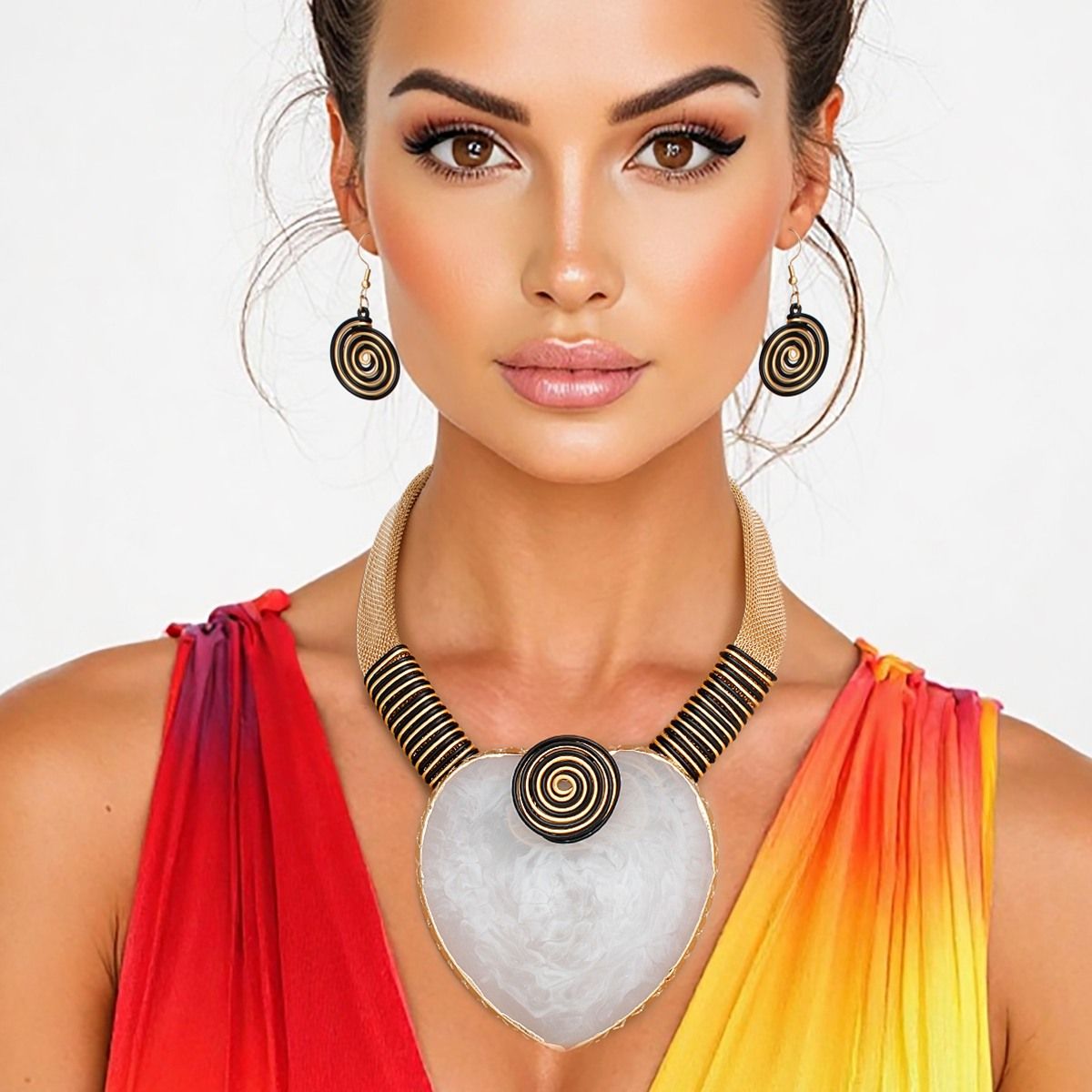 Gold Mesh Necklace Set Pendant | Fashion Jewelry
