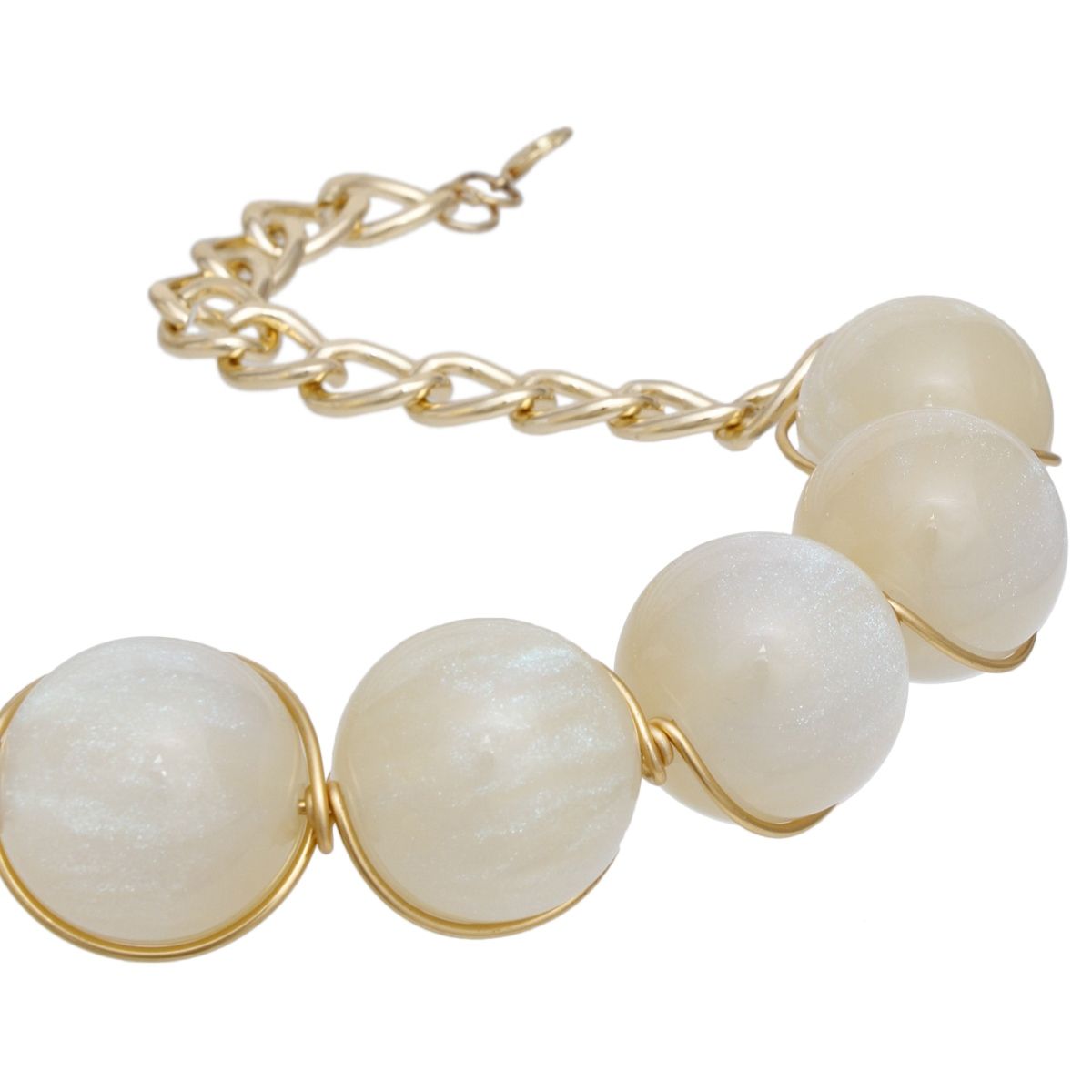 Ivory Resin Bead Gold Collar Necklace Set for Women