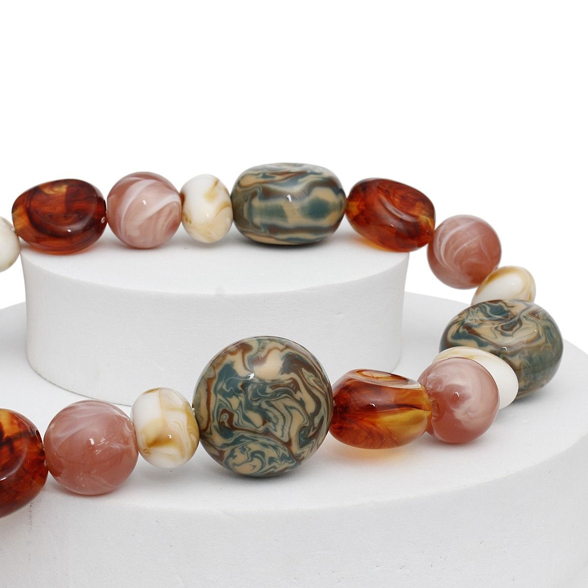 Earthy Tone Chunky Acrylic Bead Necklace Set