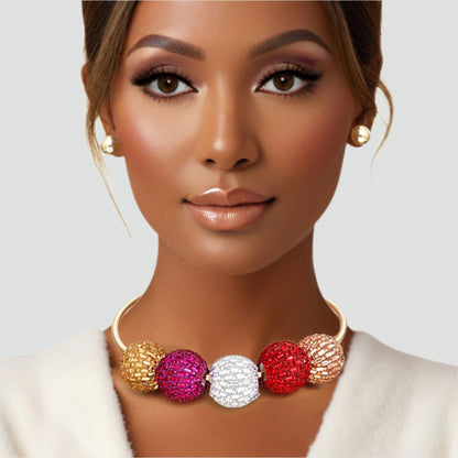 Sparkling Multicolor Collar Necklace Set – Fashion Jewelry Completes Your Look Pinktown