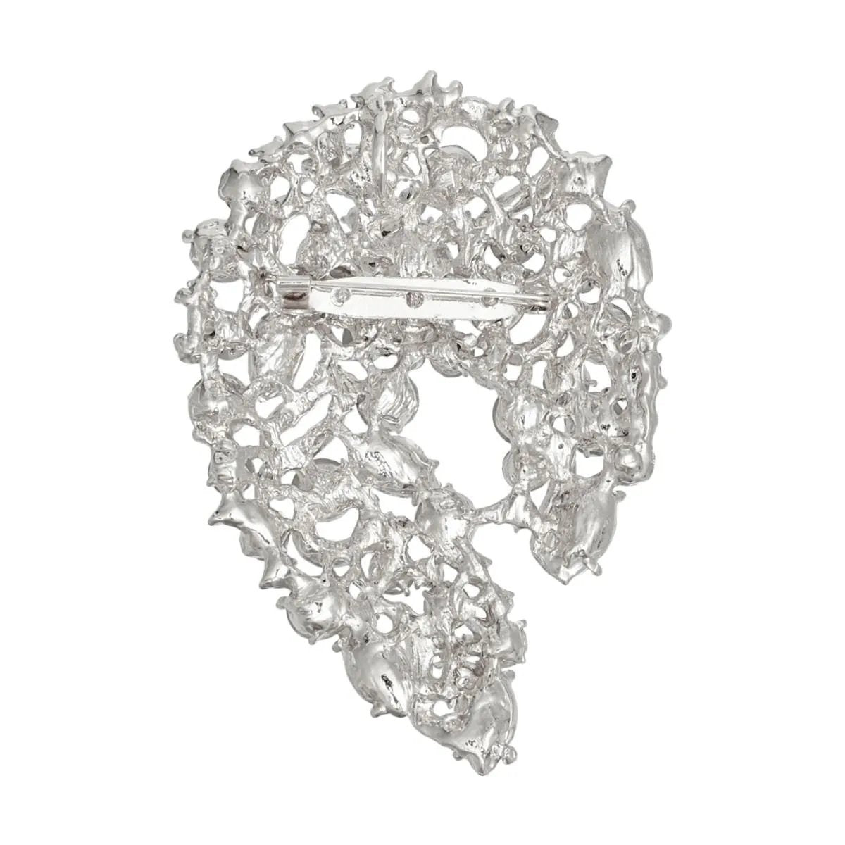 Vintage-Inspired Silver-Tone Rhinestone Crystal Brooch Pin