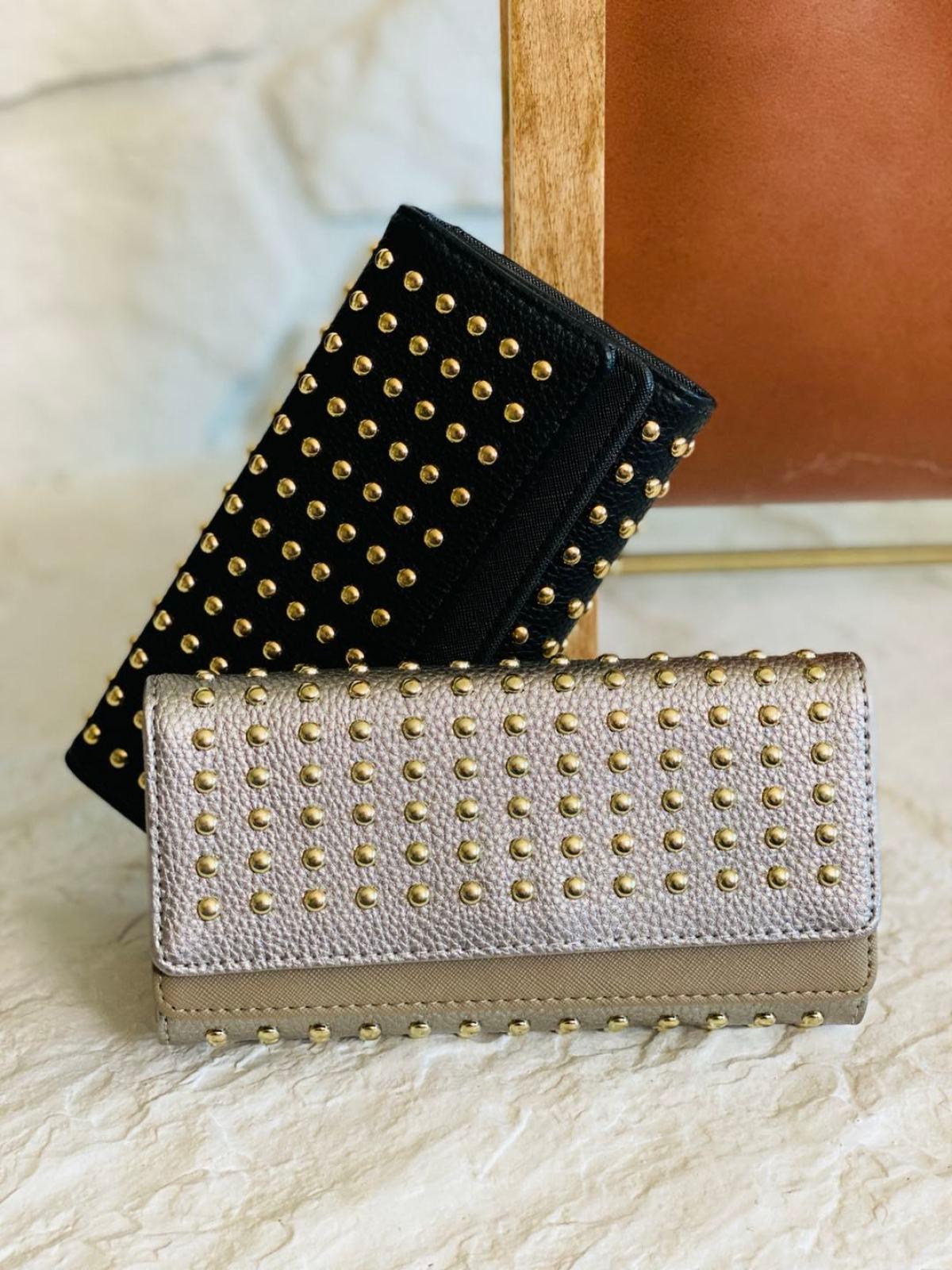 Kiss Me Jane Studded Faux Leather Wallet