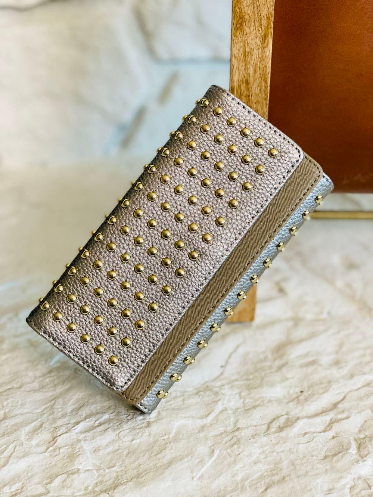Kiss Me Jane Studded Faux Leather Wallet
