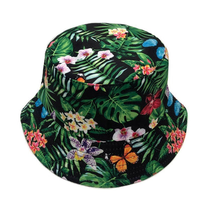 Ladies Reversible Summer Bucket Hat Black/Multi